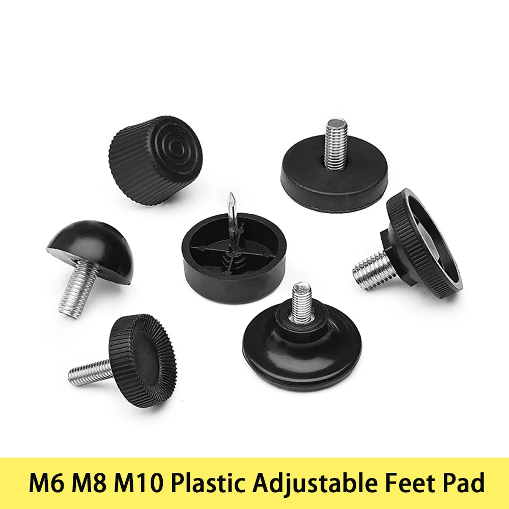 M6 M8 M10 Adjustable Foot Mat with Screws PP Plastic+Iron Plate Suitable for Furniture, Desk， Chair, Office, Hardware