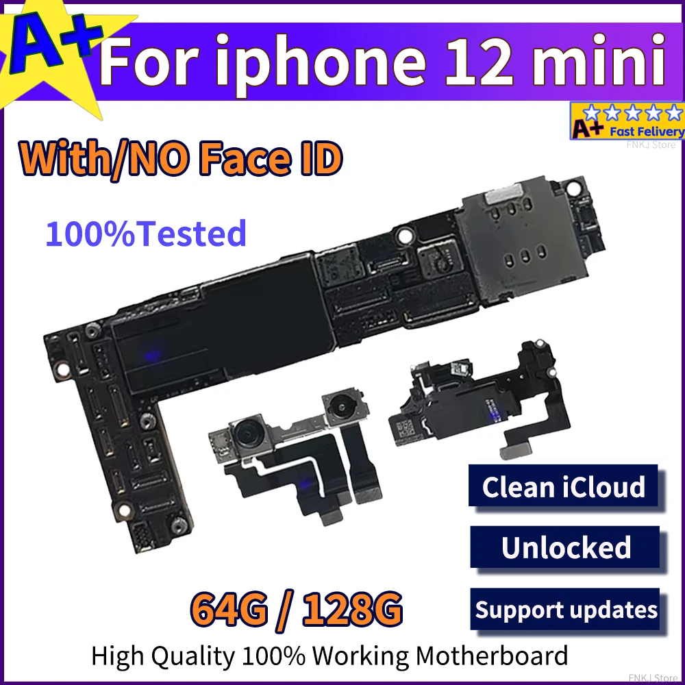 Tested Working for iPhone 12 MINI Motherboard Full Working Clean iCloud Network 4G Cellular Support System Update Logic Boards