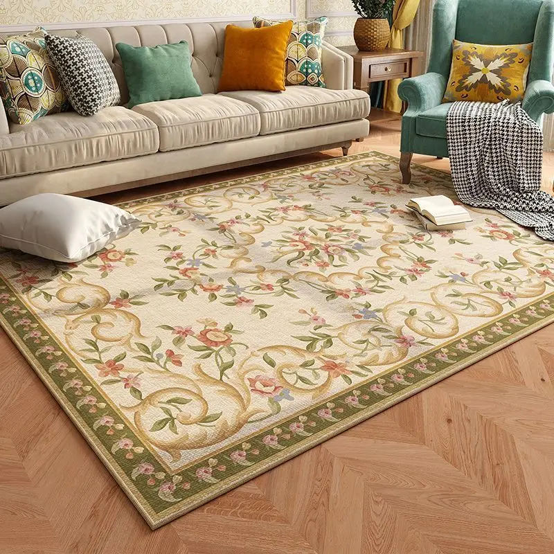 European Country Style Retro Living Room Carpet Antiskid Washable Foldable Dining Room Rug Soft Easy Clean Entrance Door Mat