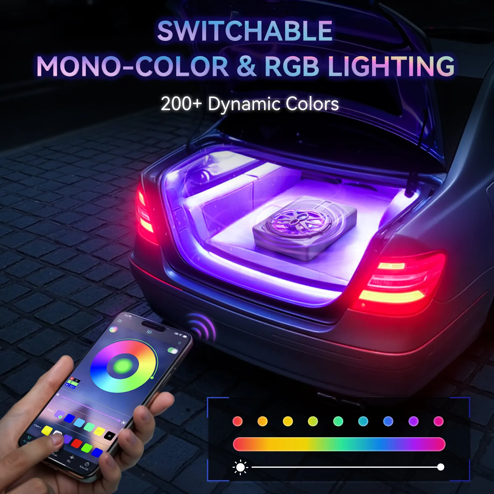 10 بوصة مكبرات صوت للسيارة نشط RMS 80 واط ستيريو نقي باس مثبتة تحت المقعد رقيقة جدا مضخم الصوت APP التحكم ضوء ملون #2