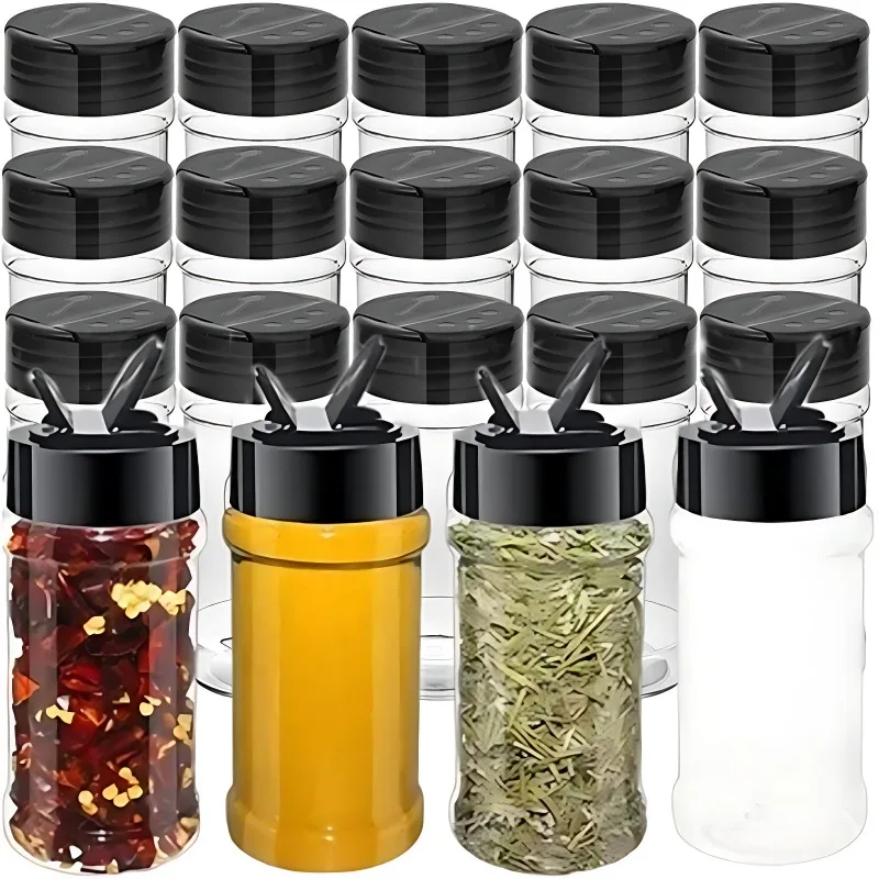 برطمانات توابل شفافة قابلة لإعادة الاستخدام، زجاجات تخزين بهارات توابل فارغة كبيرة، صندوق حاويات مسحوق الموسم لأدوات المطبخ