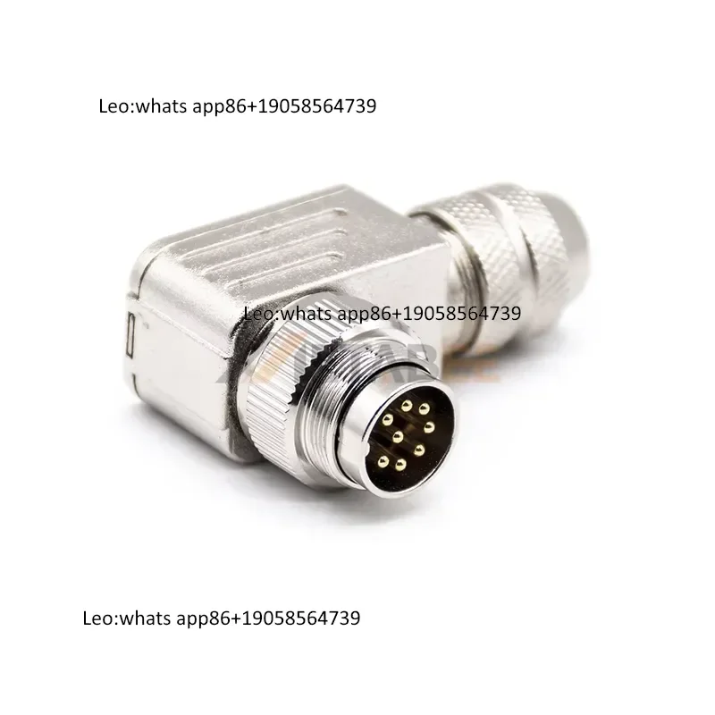 Right Angle M16 Connector 8 Pin Male Metal Shell Sensor Connector