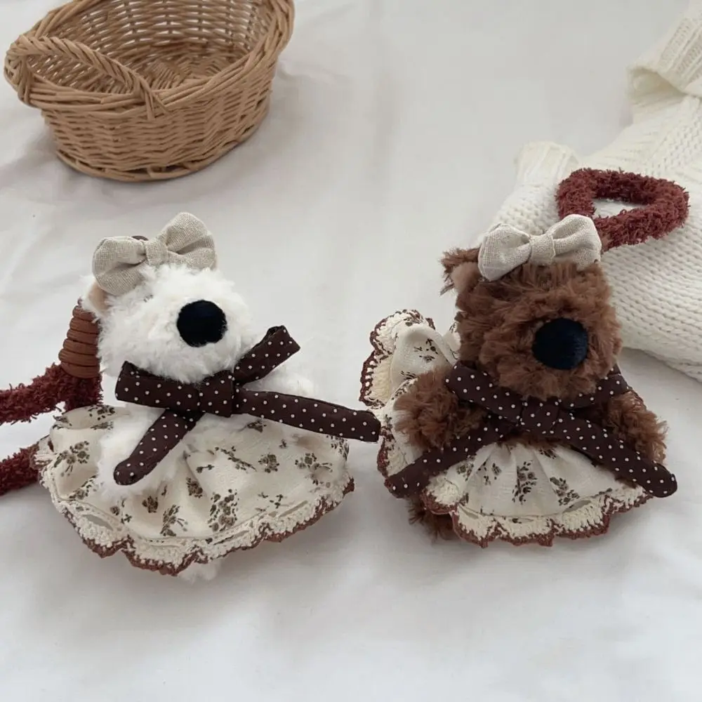 Portachiavi creativo per bambola di orso di peluche di cartone animato con fiocco Portachiavi di peluche Kawaii Ciondolo per donne e ragazze