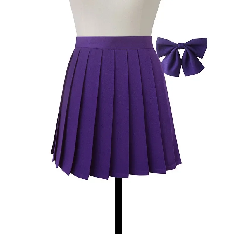 تنورة جديدة بطيات للنساء التنانير الصغيرة للمدرسة اليابانية عالية الخصر Kawaii لطيف رمادي منقوشة تنورة موحدة Harajuku Jupe