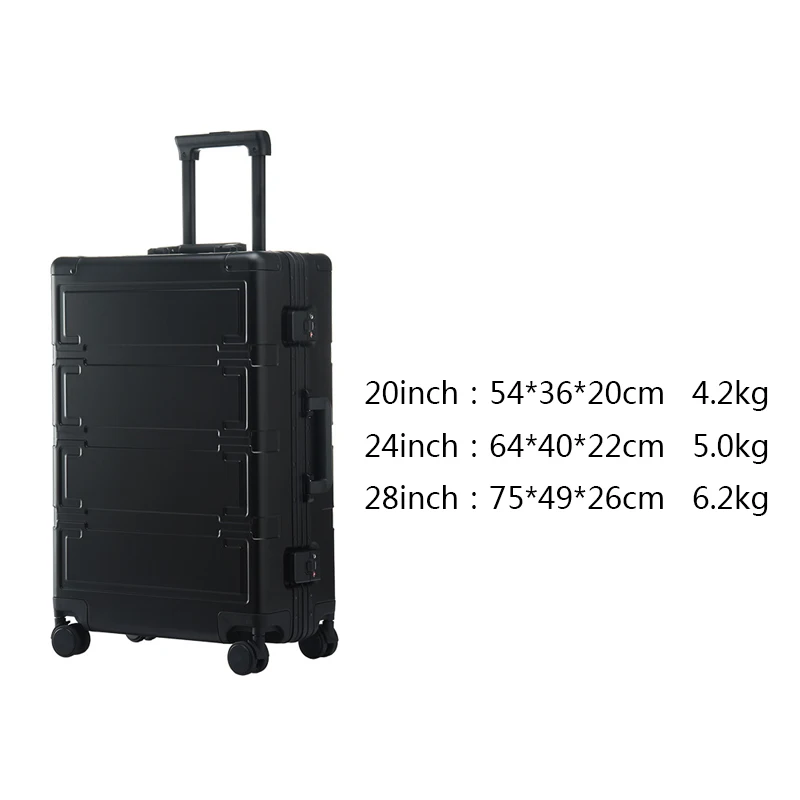 New 20/24/28 Inch 100% Aluminum Alloy Travel Suitcase Rolling Luggage Men Women's Boarding Suitcase Trolley Case with Wheels