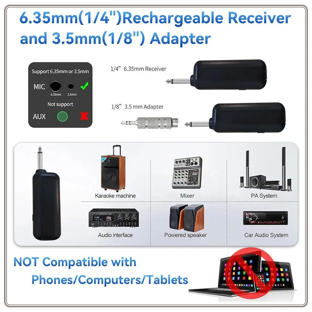 

Reliable-UHF Cordless Wireless Microphone Handheld Dynamic Professional Microphone System For Karaoke Singing, Church, Speech,UH