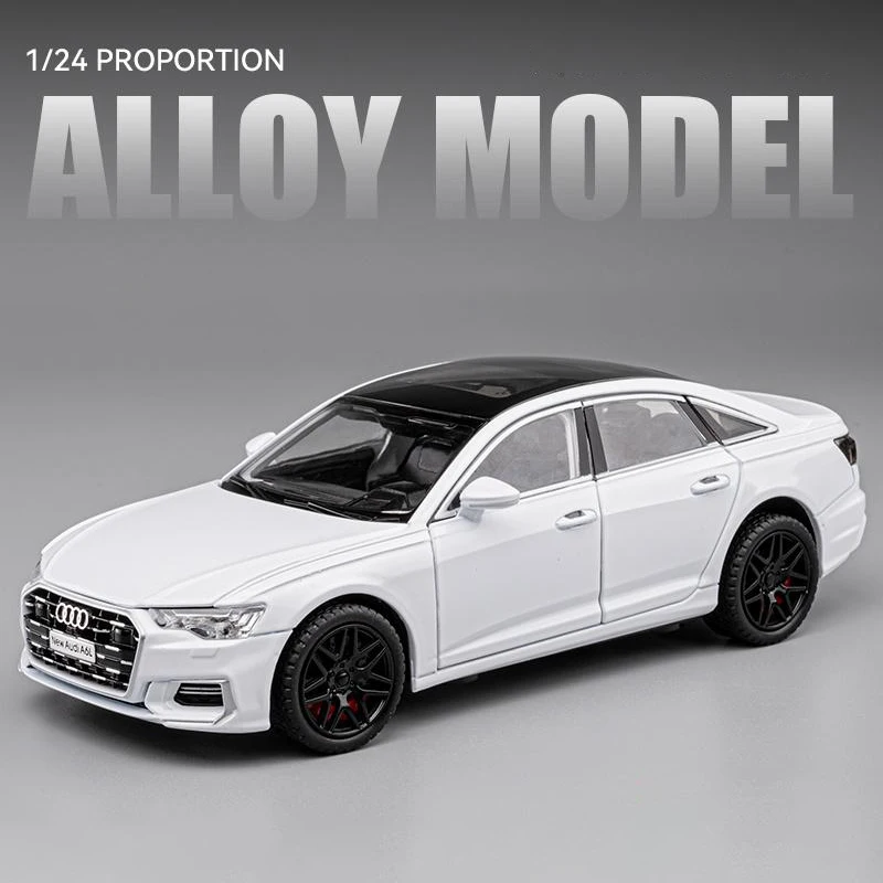 Audi A6 Diecasts e Veículos de Brinquedo Infantil, Modelo de Carro Metal, Coleção Som e Leve, Liga 1:24, Novo