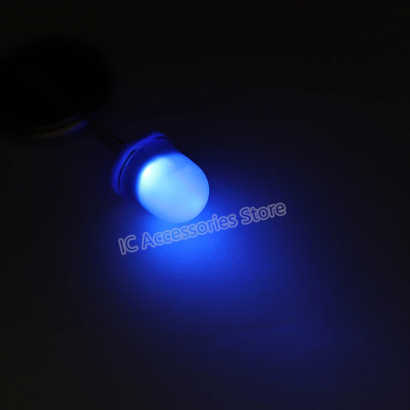 

50pcs 10mm blue Light LED diode, round head, edge, long pin, foggy, blue light, DIP blue lamp beads, LED light