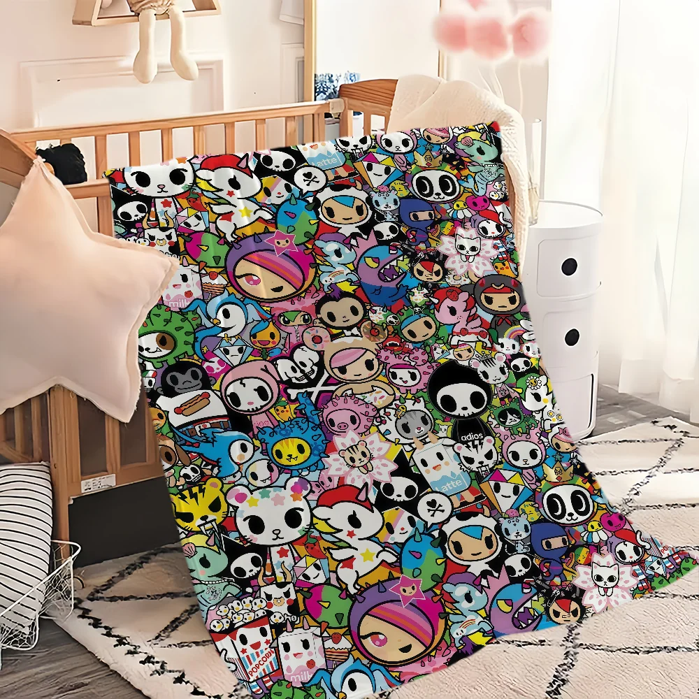 cool cartoon kawaii funny art T-Tokidoki Flannel warm soft plush blanket sofa living room hogar office bedroom travel gift home