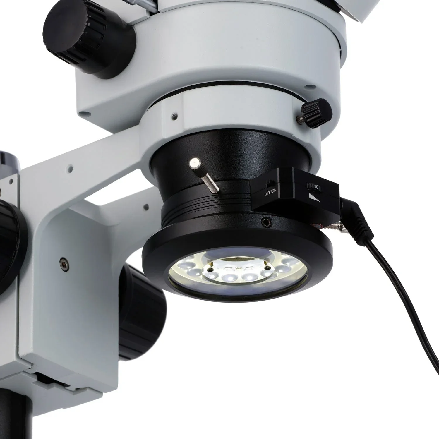 AmScope 2X-225X Trinocular Boom Stand Microscopio con zoom estéreo con Euromex 4.5W Polarización 16 Anillo de luz LED