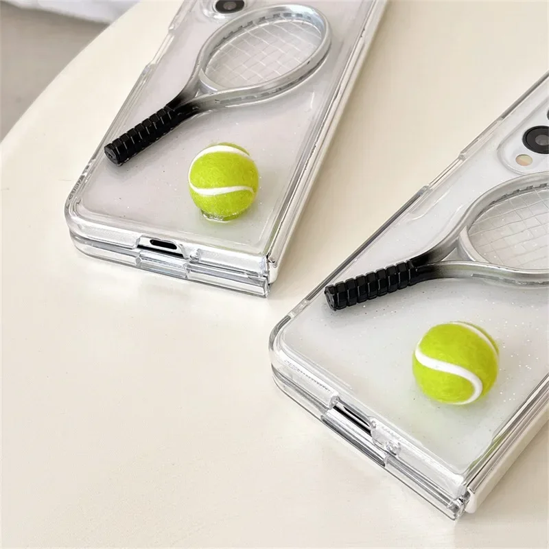 3D Tennis Ball Phone Case for Samsung Galaxy Z Flip 6 5 4 Z Fold6 5 4 Protective Back Cover for ZFlip4 ZFlip5 ZFlip6 Shell