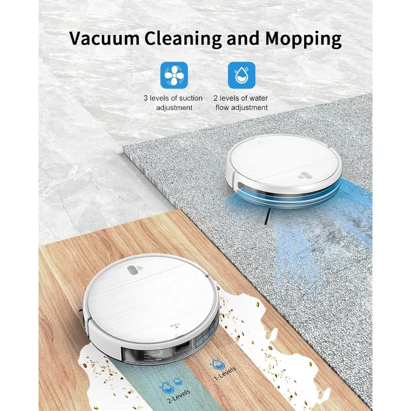 Robot Vacuum and Mop Combo, 2 in 1 Mopping Robot Vacuum Cleaner with Schedule, Wi-Fi/Voice/App, Strong Suction, Ease of Use