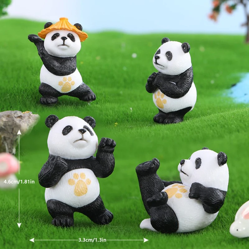 4Pcs Cartoon Kung Fu Panda Car Decoration Popular Toys Souvenir Fairy Garden Miniatures Action Figures Desktop Home Decor