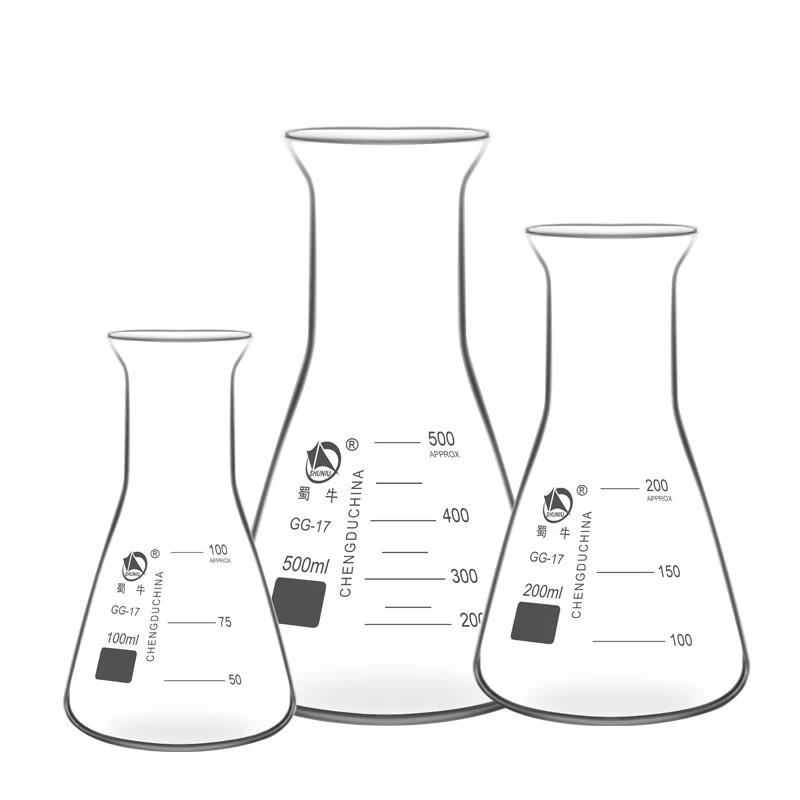 

1Pcs 50ml to 1000ml Trumpet-shaped mouth transparent triangle glass flask conical flask Erlenmeyer Flask labratory equipment