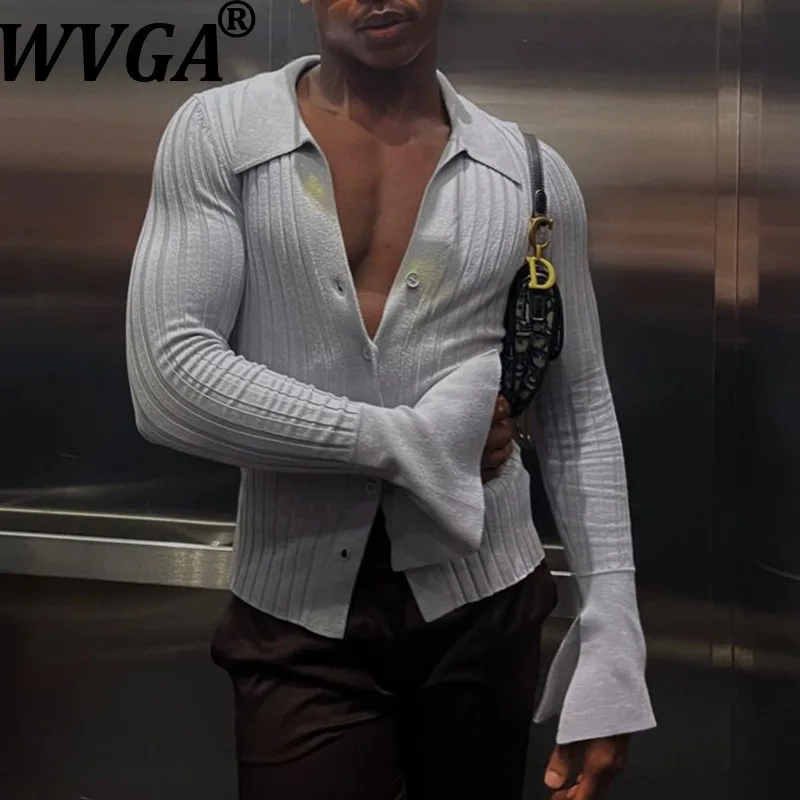 

WVGA осень-зима новые мужские вязаные топы в полоску модные отложные воротники нишевые шикарные повседневные рубашки с длинными рукавами Ins Y2K W12513