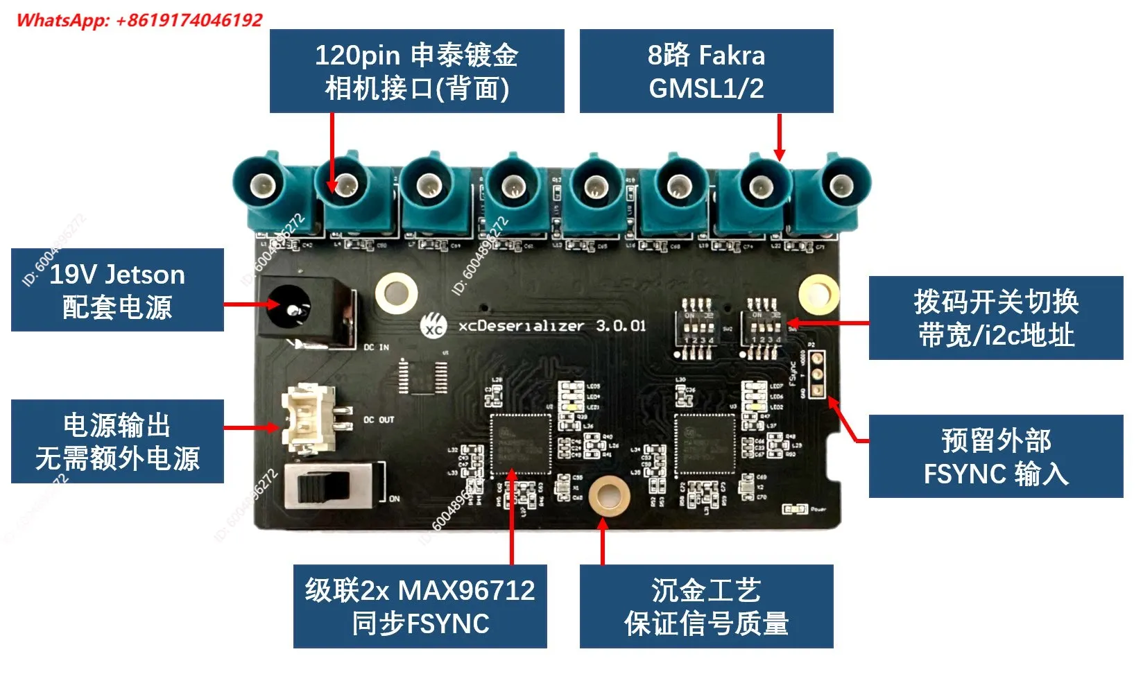 8-Channel gmsl disconnection board max96712 supports IMX390, etc. Serial camera jetson orin