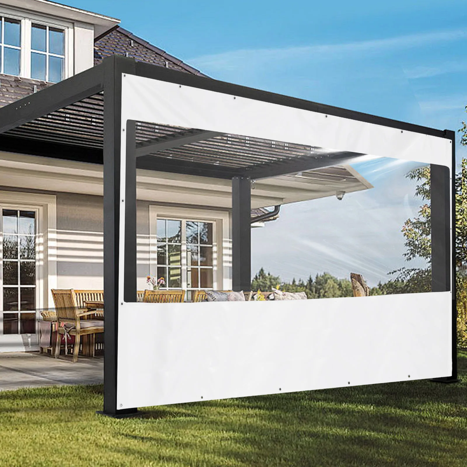 

2.5x4m Clear PVC Rainproof Tarp Foldable Reusable Awning Canopy Patio Enclosure Waterproof PVC Curtain for Outdoor Shelter