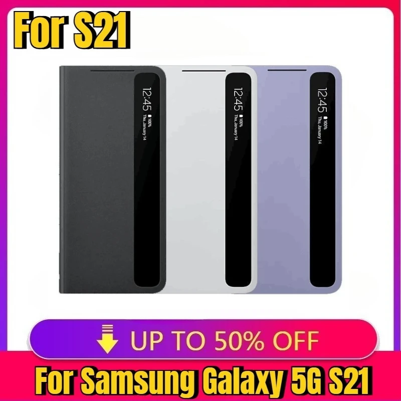 

High quality Smart Clear View Flip Mirror Phone Case For Samsung Galaxy 5G S21 / S21Plus / S21 Ultra Leather Protective Covers
