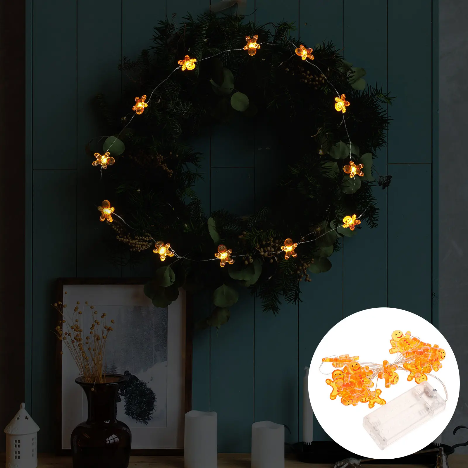 

1Pcs Gingerbread Man String Light Xmas LED Christmas Decorative Light Party Indoor Room Lamp Xmas Festival Decor