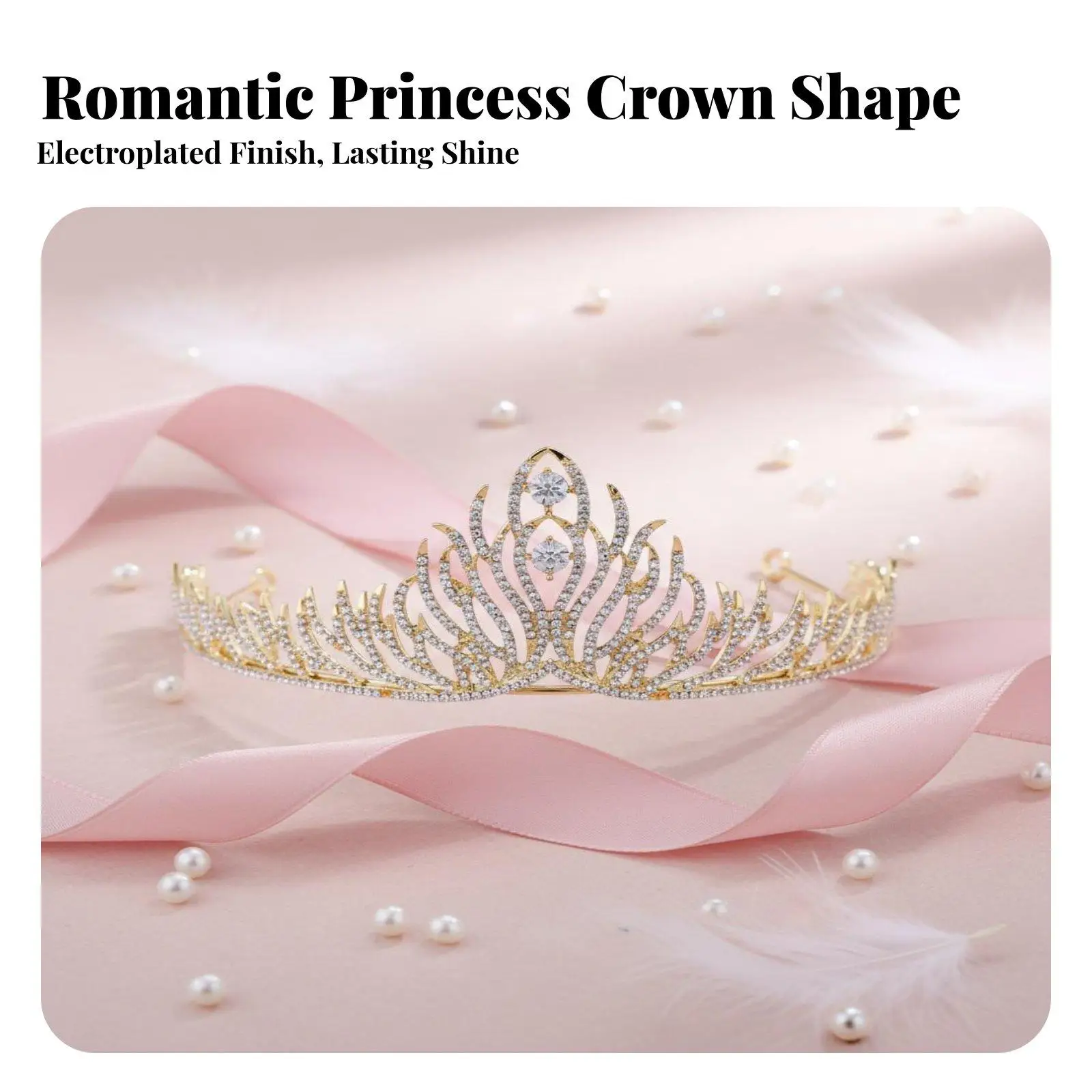 Bridal Crown Regal Design Bridal Feather Tiara Luminous Glow Rhinestone Princess Crown for Prom Goers, Bridesmaids, Weddings,