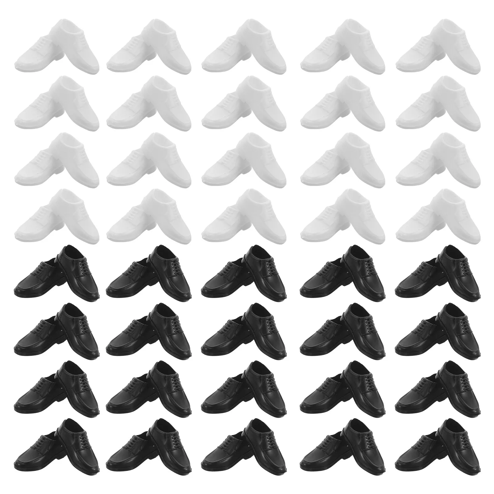 

40Pcs Miniature Black Shoes for 11 Inch Boy Prince Style Simulation Dress Up Mini House Costume Accessories Boots