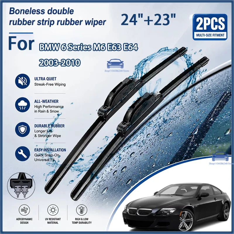

Front Wiper Blades For BMW 6 Series M6 E63 E64 2003-2010 Windshield Windscreen Window Car Rain Brush 24"+23" Modification parts