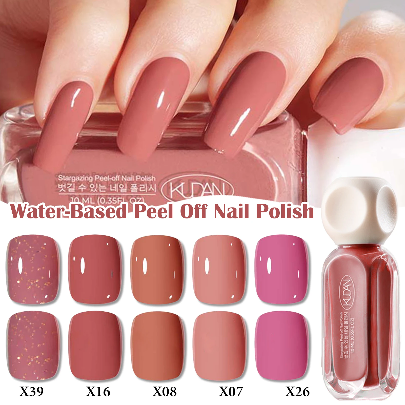 Kit de vernis à ongles à base d'eau, 5 pièces/ensemble 10ml, rouge marron, longue durée, séchage rapide, pas besoin de lampe pour guérir les fournitures pour ongles