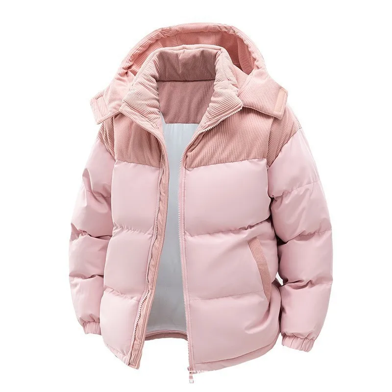 Hooded Loose Fit Jacket with Detachable Hood Winter Jacket Regular Length Zipper Closure Side Seam Pockets Daily Wear for Men