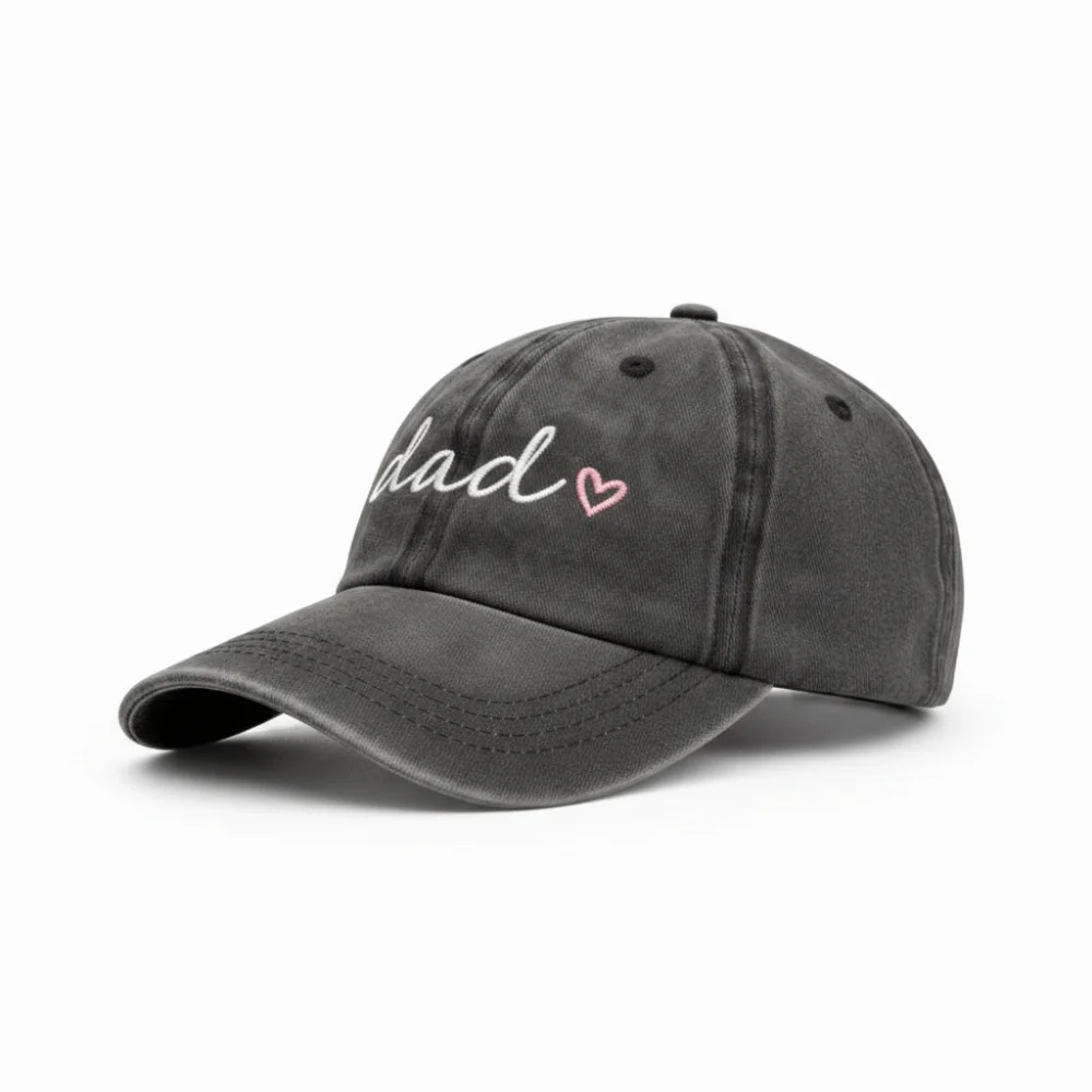 Gewaschene Baumwoll-Baseballkappen mit Aufschrift „Dad Mama Mini Love“, verstellbare Vintage-Baseballmützen für Eltern, Unisex, atmungsaktive Baseballkappen mit Stickerei, Geschenke – Detail 2