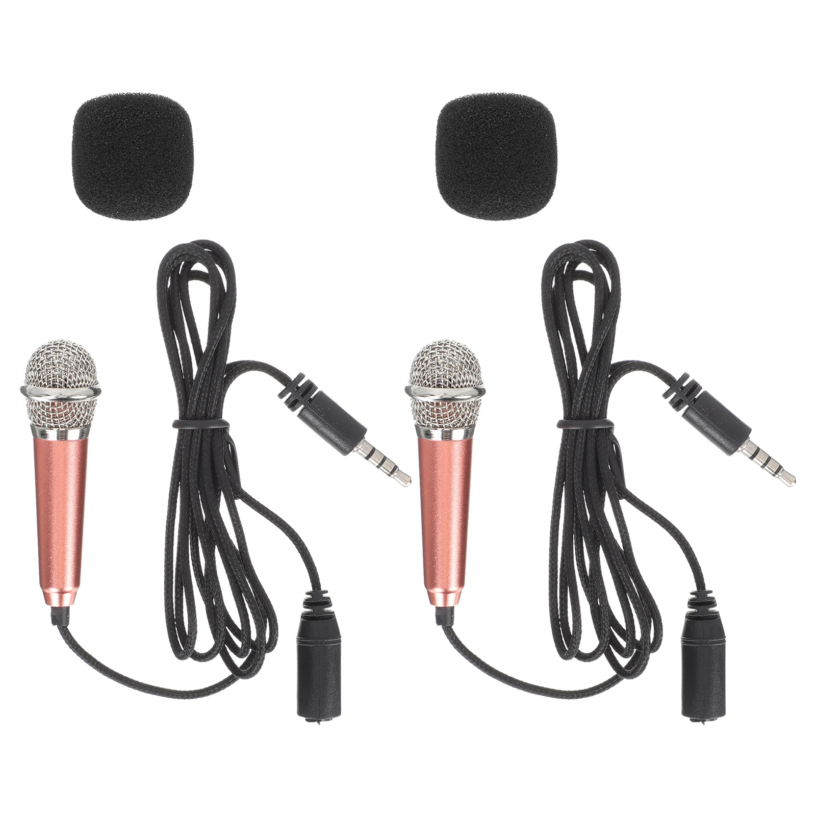 

2pcs Mini Microphone for Computer Portable Voice Recording Singing Household H held PC Phone Microphones Stainless Steel Sponge