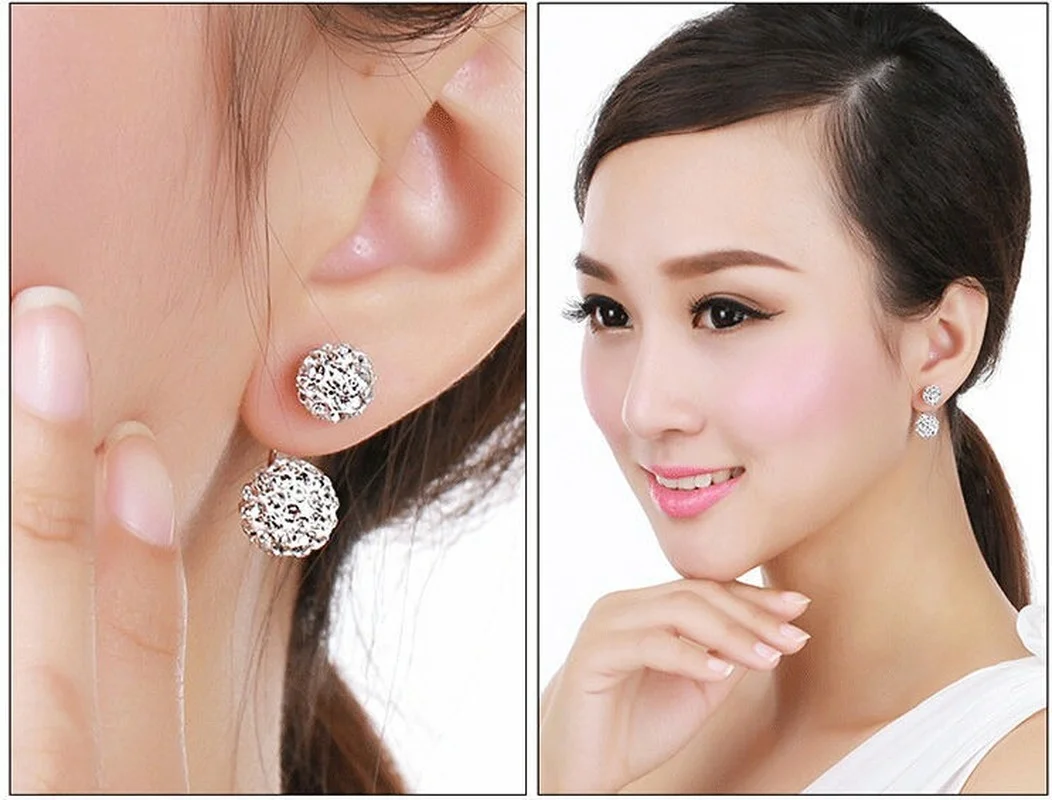 Fashion Temperament Stud Earrings Silver-plated Crystal New Jewelry Women \'s Luxury Shambhala Crystal Ball Stud Earrings