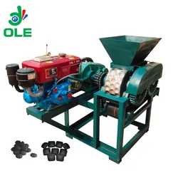 Diesel Engine BBQ Coal Briquette Shaping Machine Wide Applications Complete Set Of Charcoal Briquette Making Machine