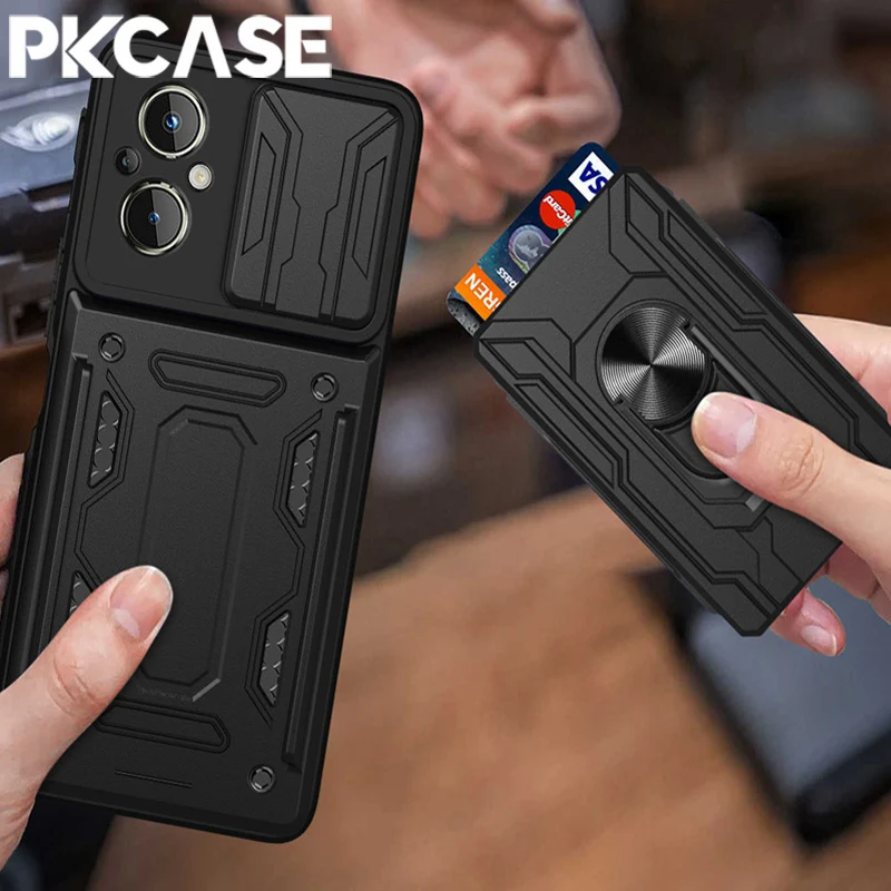 PKCASE Shockproof Push Window Phone Case For Google Pixel 8A Magnetic Ring Holder Card Slot Back Cover