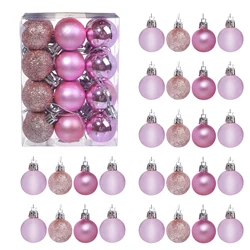 24pcs 3cm Christmas Balls Christmas Tree Ornament Ball Red Gold Ball Hanging Pendant Christmas Paty Decoration New Year Gift