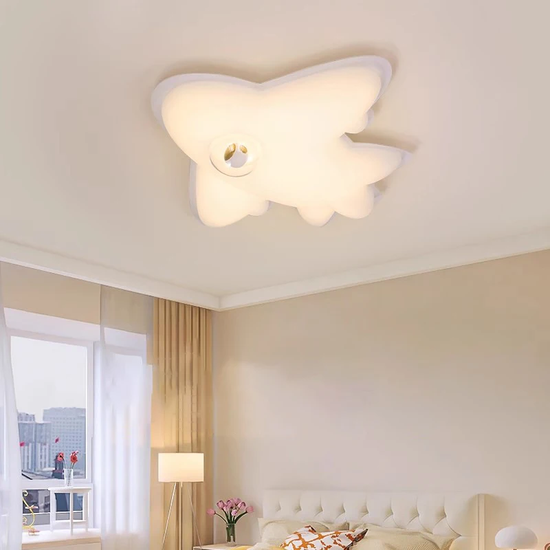 Children's Room Airplane Ceiling Lights Log Color LED Helicopter Light Nordic Modern Warm Youth Room Boy Bedroom Ceiling Lamps