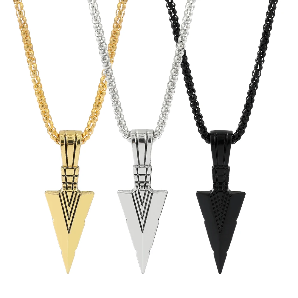 Fashion Personalized Triangular Spearhead Necklace Punk Classic Style Pendant Jewelry for Men Trend clothing accessories