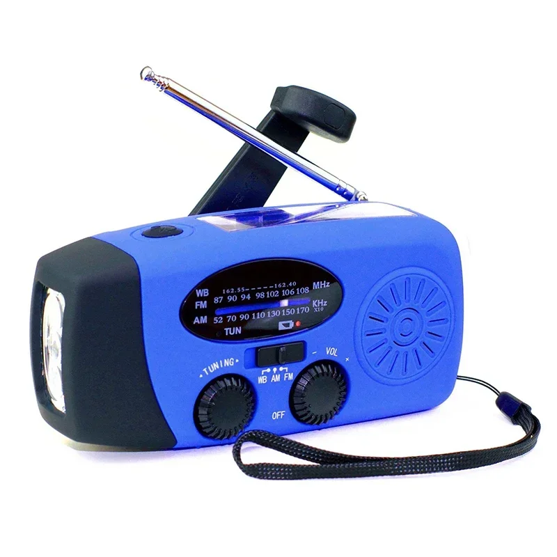 

Multifunctional Solar Hand Crank Radio FM AM WB NOAA Weather Radio 2000mAh USB Charging Emergency LED Flashlight Power Ban