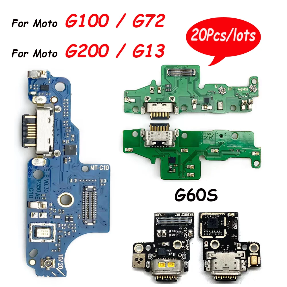 20Pcs，Dock Connector Micro USB Charger Charging Port Flex Cable Microphone Board For Moto G10 G20 G30 G50 5G G100 G13 G51