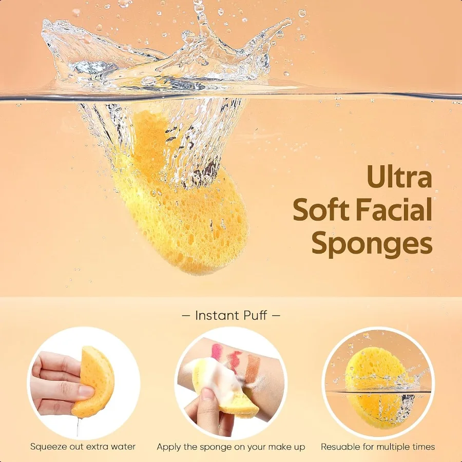 50個入り圧縮セルロース100%天然コスメティックスパスポンジ、洗顔、角質除去マスク、メイク落とし用