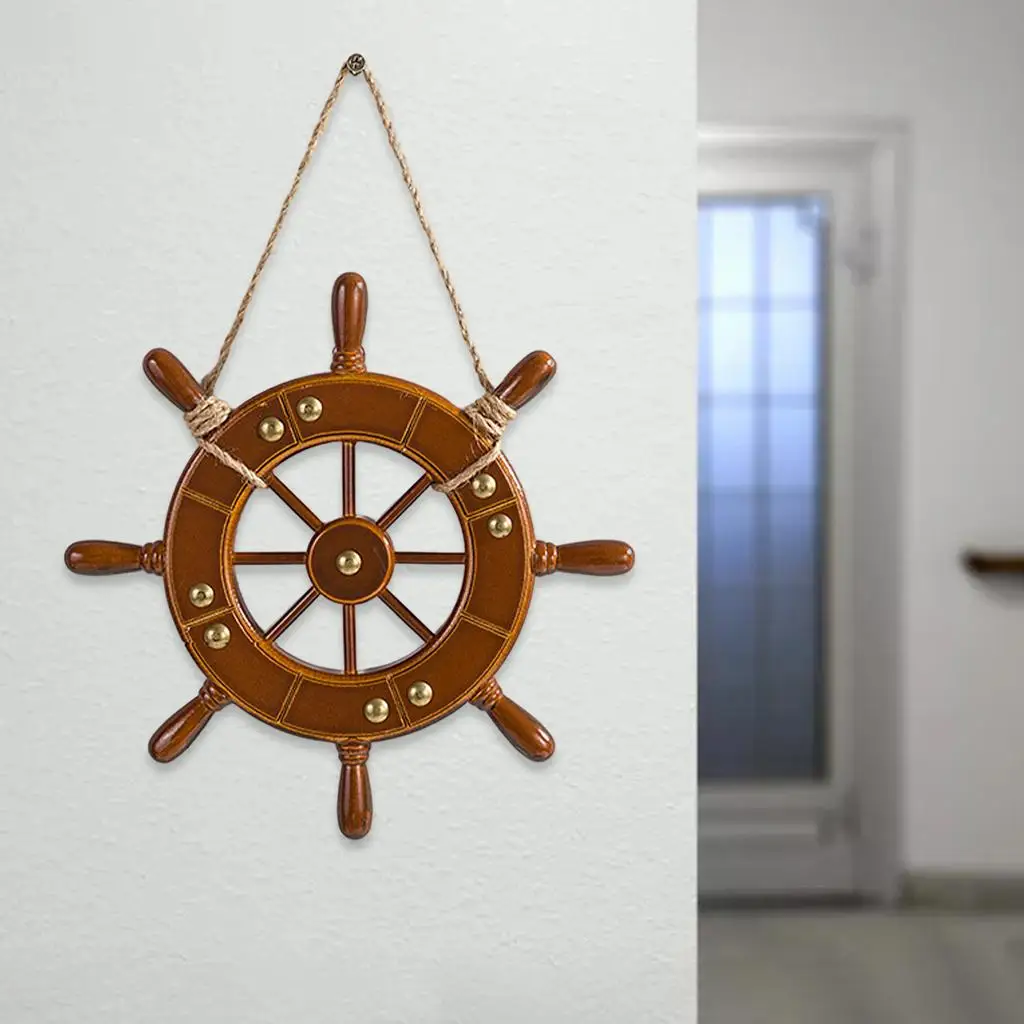 Mediterranean Decoration Wood Ship Wheel Boat Rudder Ornament Nautical Birthday Party Decoration Supplies