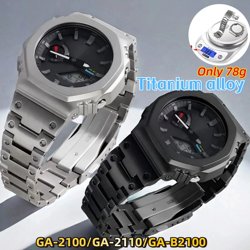 GA2100 Upgrade Titanium Alloy Case Strap Metal shell bands parts Mod kit For G-SHOCK Casioak GA-2100 ga2110 GA-B2100 watchbband