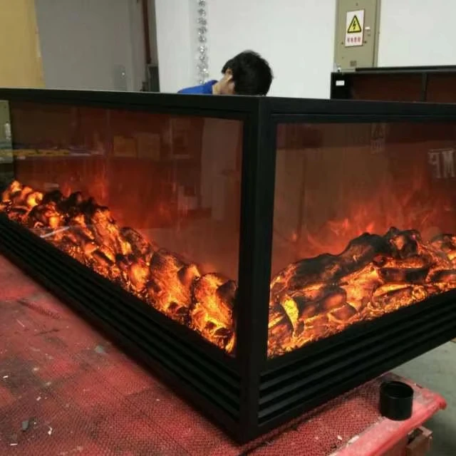 

Flame Adjustable Thermostat Remote Control English 1800mm Two-sides Decorative Built-In Electric Fireplace Insert Multicolor LED