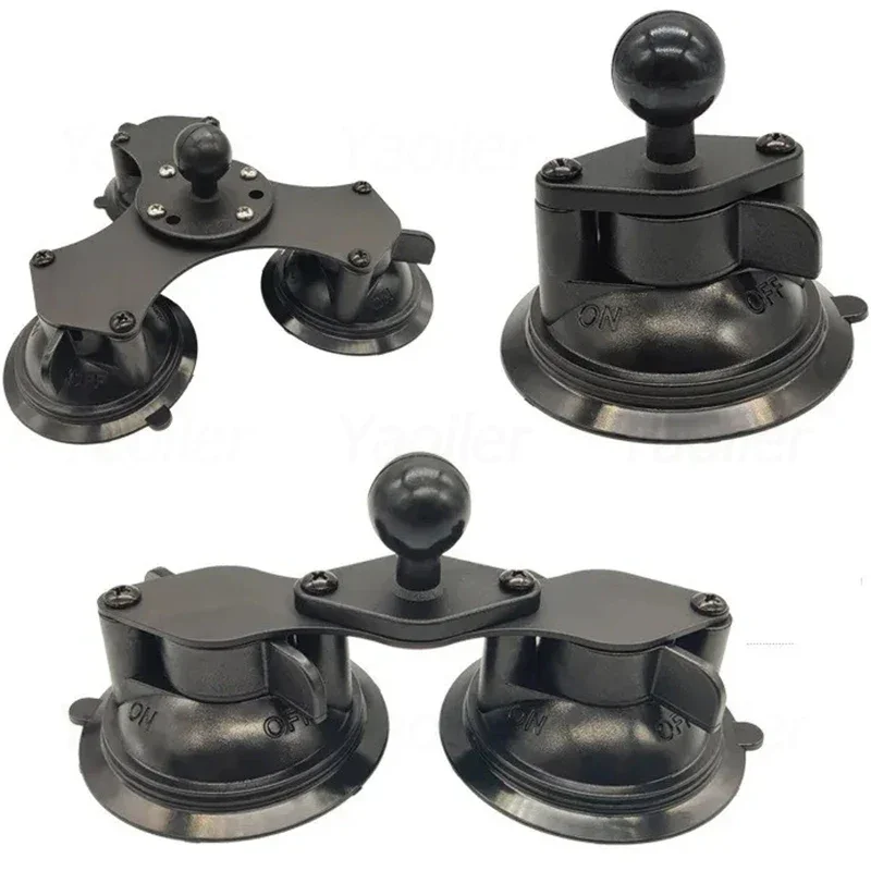 1 inch Ballhead Car Window Twist-Lock Dual / Triple Suction Cup Base with Ball Vehicle Windshields for Gopro Camera Smartphone