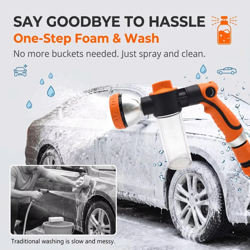 Car Wash Foam Spray Gun 8 Adjustable Modes One-step Foam Washing Nozzle For Car Garden Cleaning Water Sprayer Tool