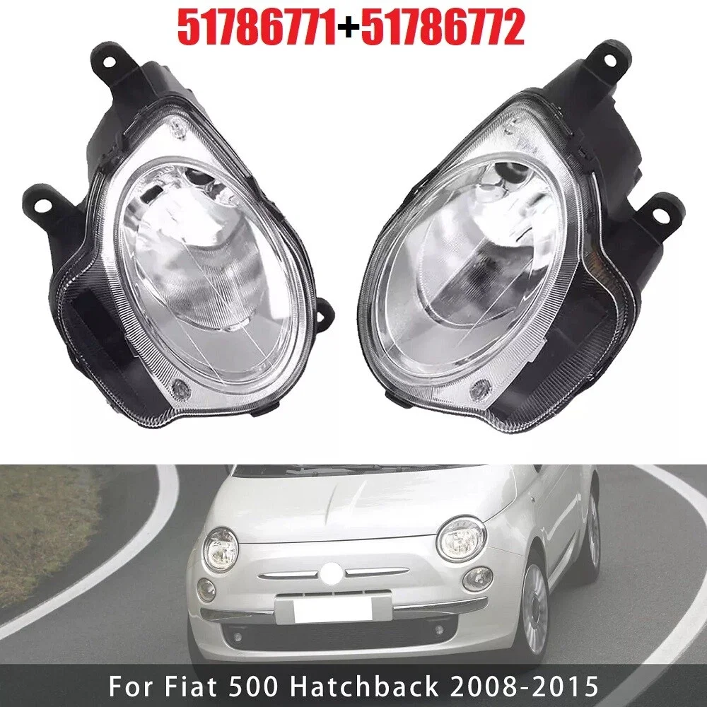 

For Fiat 500 500C 2008-2015 Car Front Left/ Right LED Headlight Clear with Halogen Light (single high beam) 51786771 51786772
