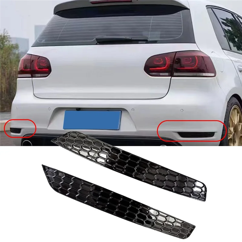 1Pair Honeycomb Tail Rear Fog Light Cover Trim Styling for Golf 6 Rear Bar Bumper Reflector Strips Sticker Glossy