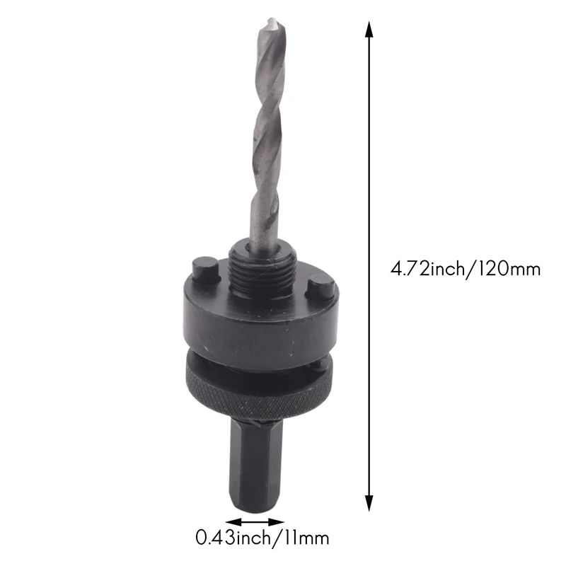 B62B-7/16 Inch Hex Shank Hole Saw Arbor, Fits 1-1/4 Inch To 6 Inch Hole Saw Quick Change Heavy Duty Alloy-Steel Mandrel With 3 1