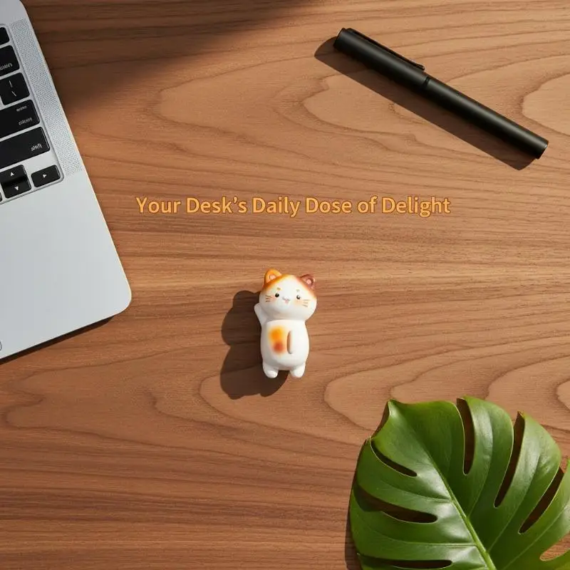 Cute Cat Figurine Cartoon Mini Kitten Ornament Computer Monitor Edge Decoration
