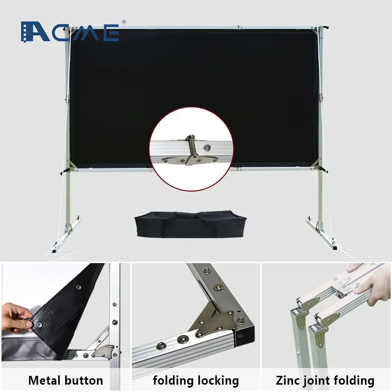 135 inch foldable projector screen with aluminum alloy stand fast folding projection