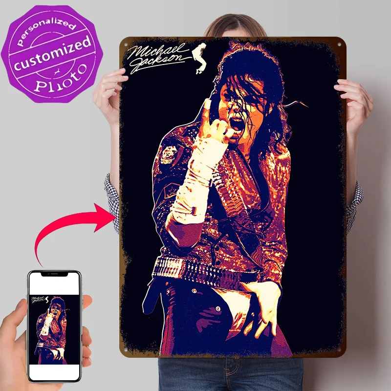 Michael Jackson Metal Poster Perfect Gift for Fans Lovers Customized Wall Art Metal Sign for Modern Home Decoration Ornaments